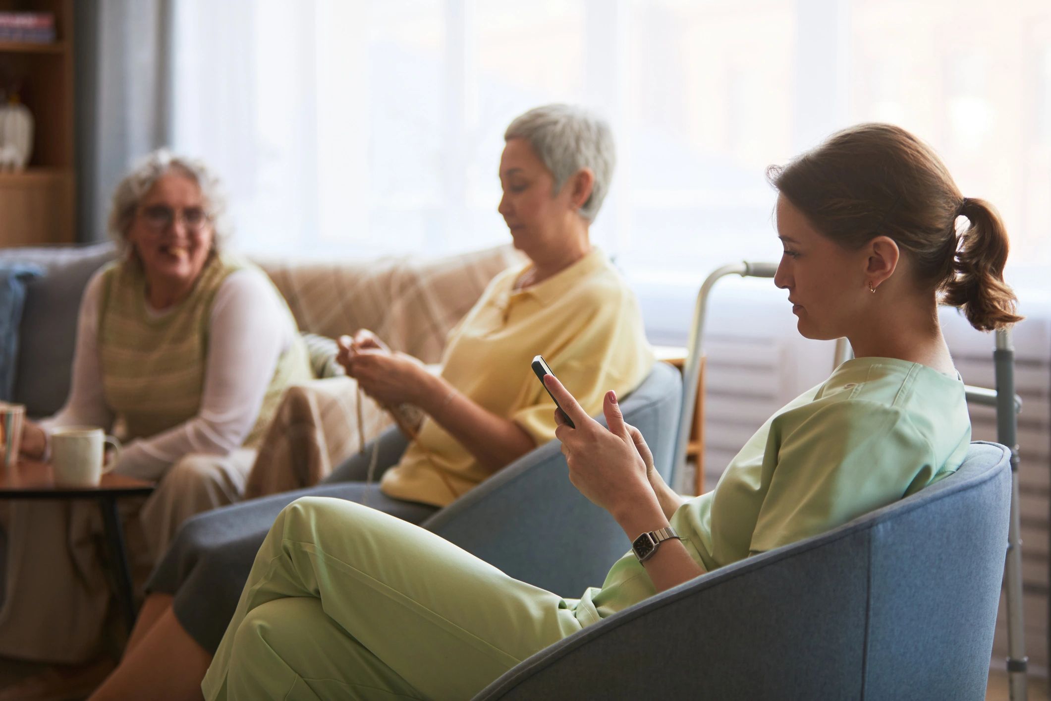 Caregiver helping with family scheduling and support